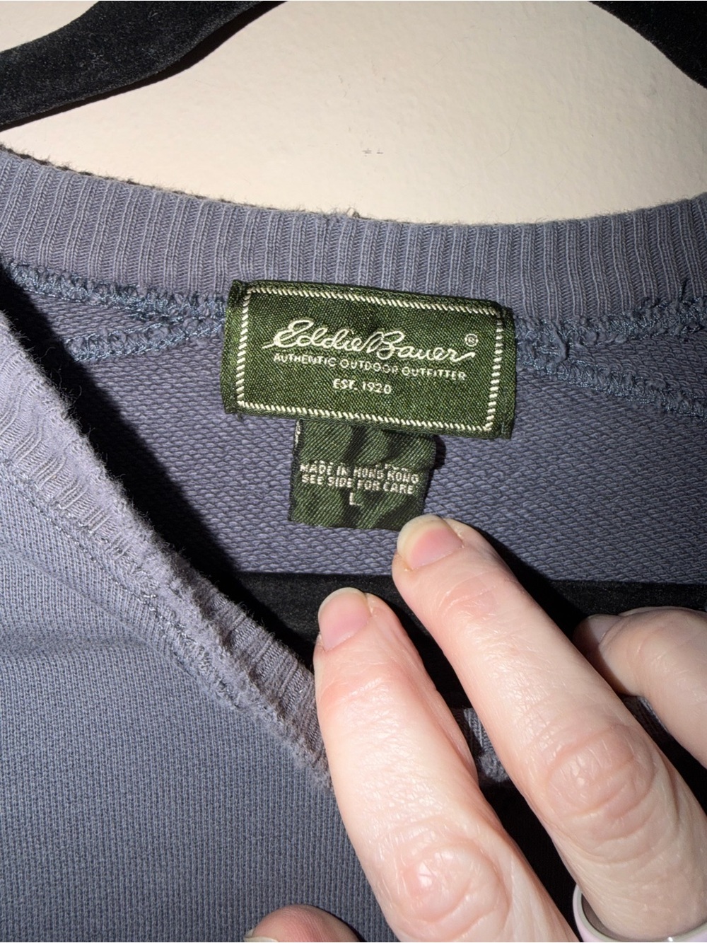 Eddie Bauer Men's Crewneck Sweatshirt in Slate Blue with Subtle Logo - Picture 7 of 7